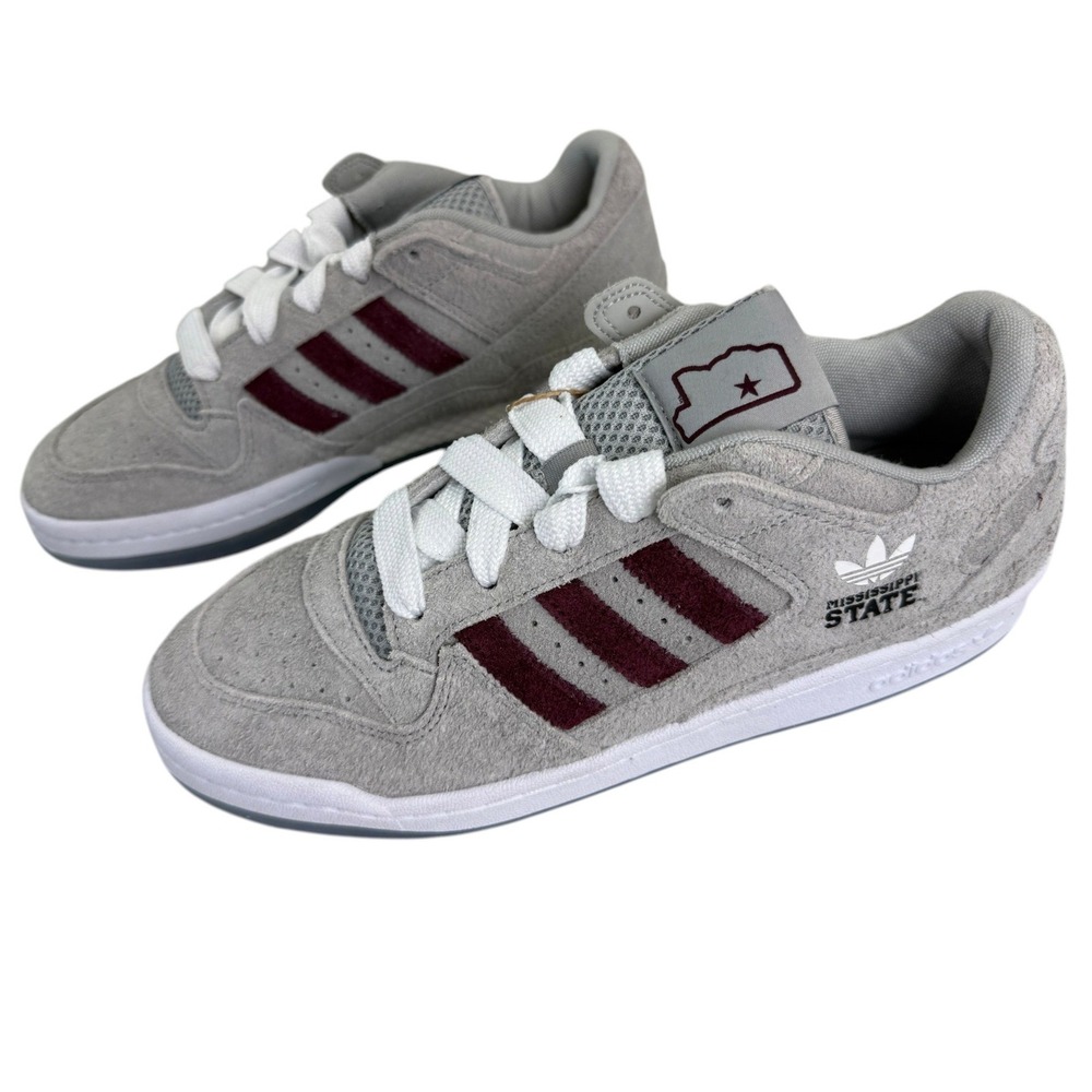 adidas Forum Low CL Mississippi State Men's 9.5 Gray Maroon Suede Sneakers NWT